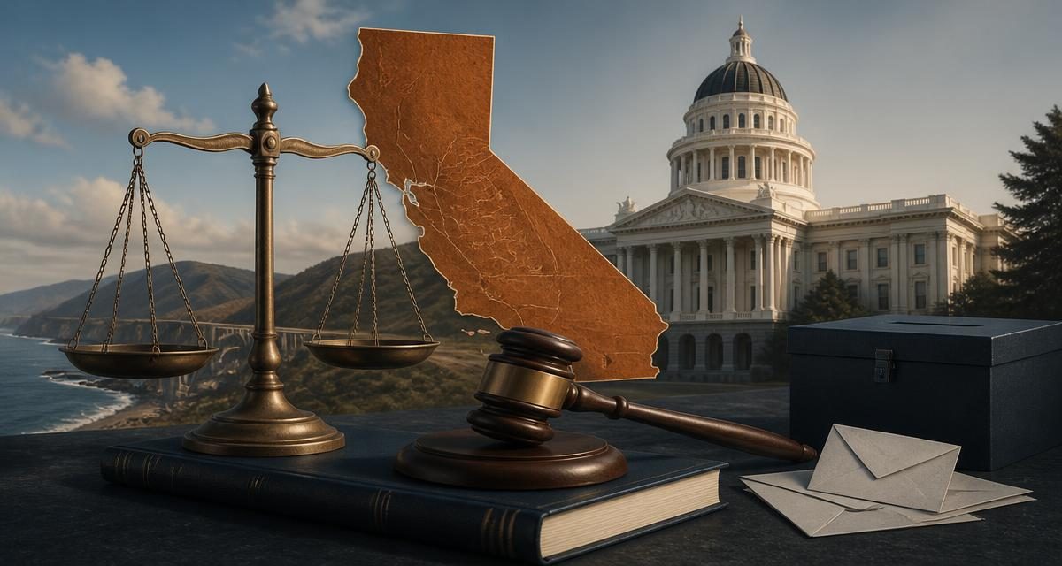 Editorial graphic for Justice Charges 28 California Permanent Residents in Election Cases