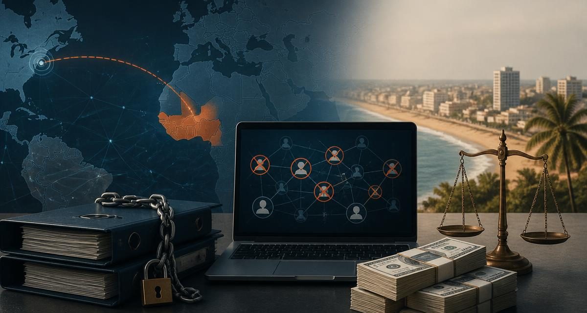Editorial graphic for International operation disrupts West African scam networks